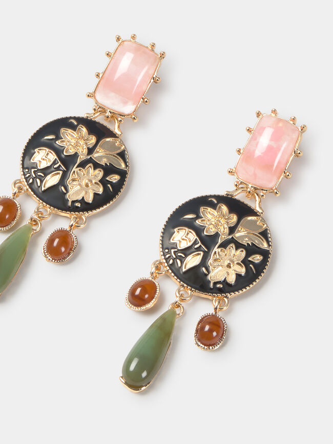 PENDIENTES FLORES COLORES Oro