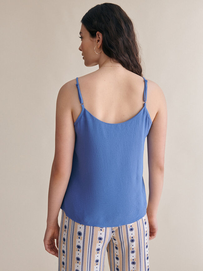 Top tirantes detalle botones Azul Ceruleo
