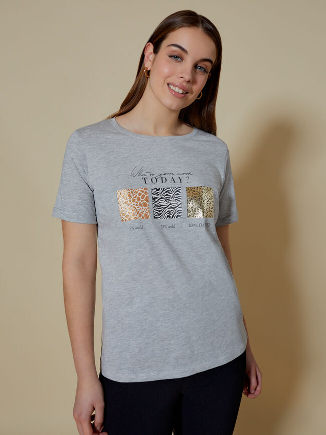camiseta detalle estampado 100% algodón GrisVigoreClaro