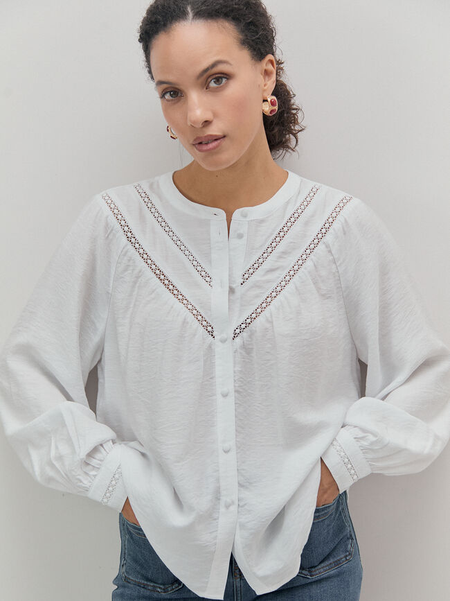 BLUSA CANESÚ PUNTILLA Blanco Optico