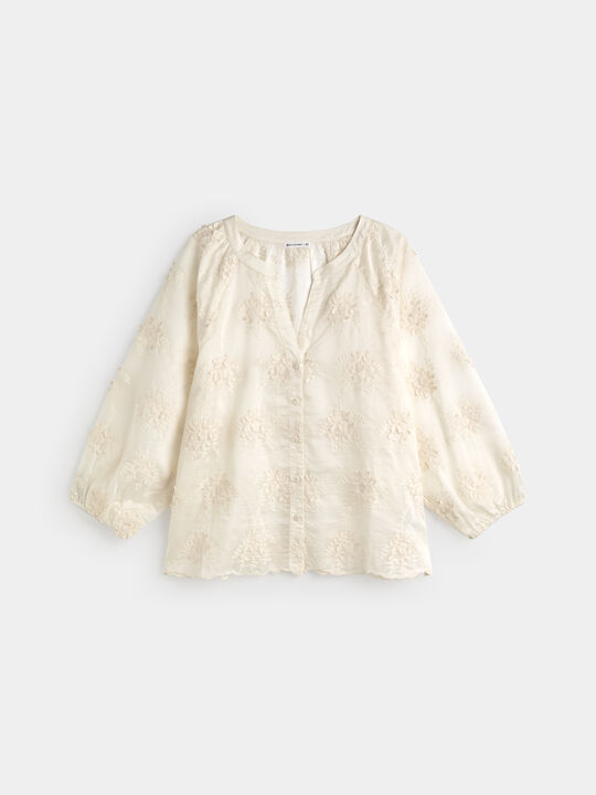 CAMISA FLOR 3D Beige image number null