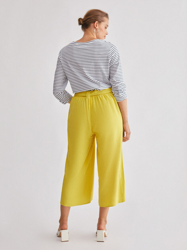 Pantalón culote rústico amarillo blush