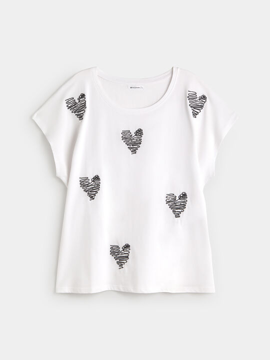 CAMISETA CORAZONES CUERDA Blanco Optico image number null