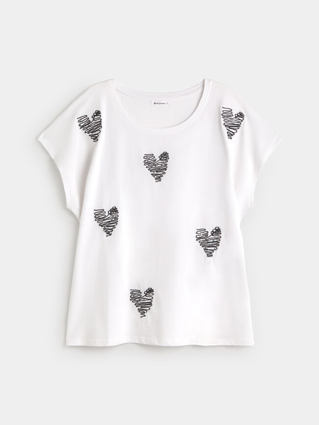 CAMISETA CORAZONES CUERDA Blanco Optico