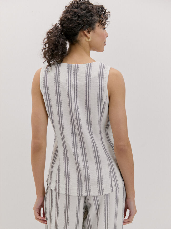 CHALECO BOTONES LARGO Crudo