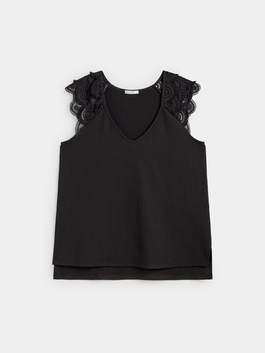 CAMISETA DETALLE MANGA Negro image number null