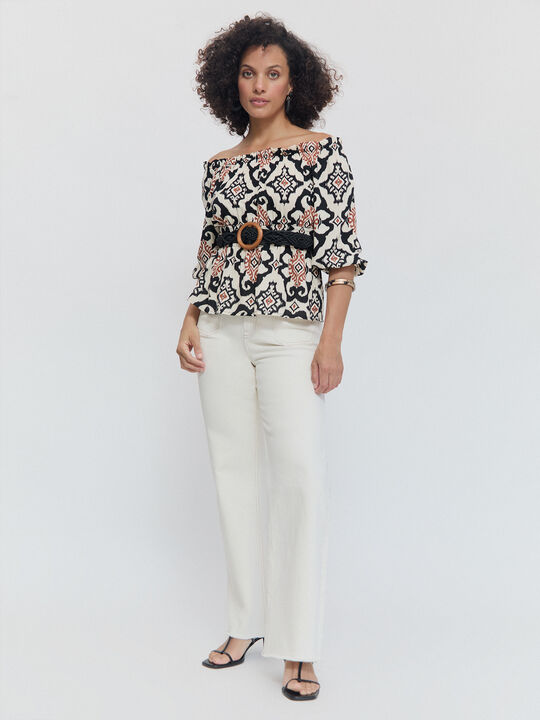 BLUSA ESTAMPADA GOMA Negro image number null