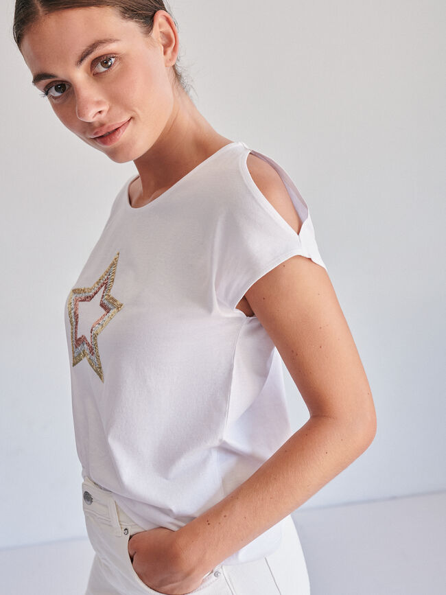 CAMISETA LENTEJUELAS ABERUTRAS Blanco Optico