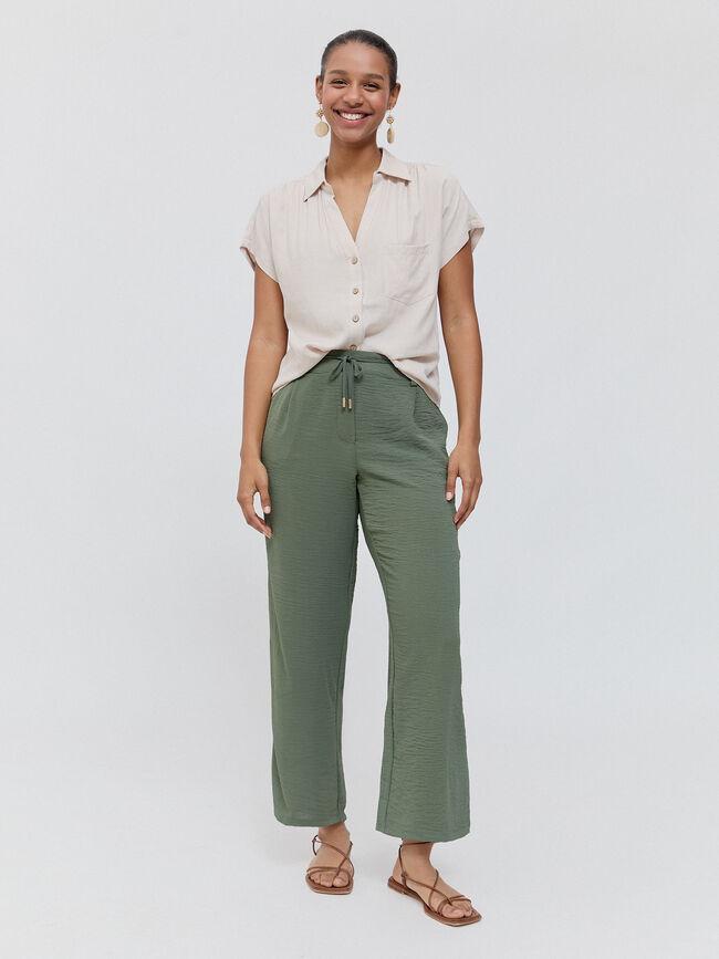 PANTALON ANCHO FLUIDO Verde oscuro