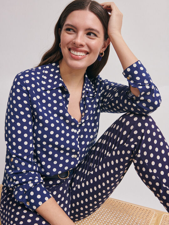 BLUSA ESTAMPADA Azul Marino image number null