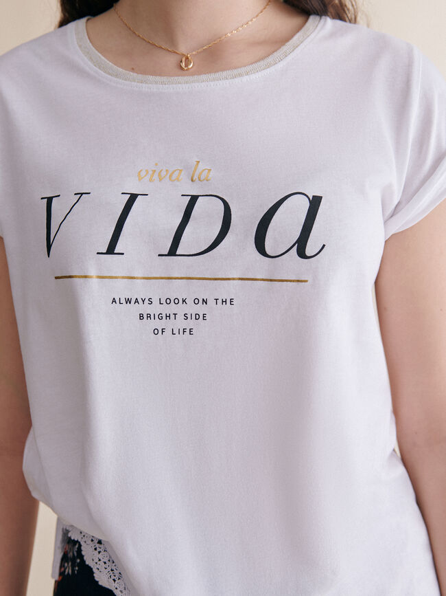Camiseta texto 100% algodón Blanco Optico