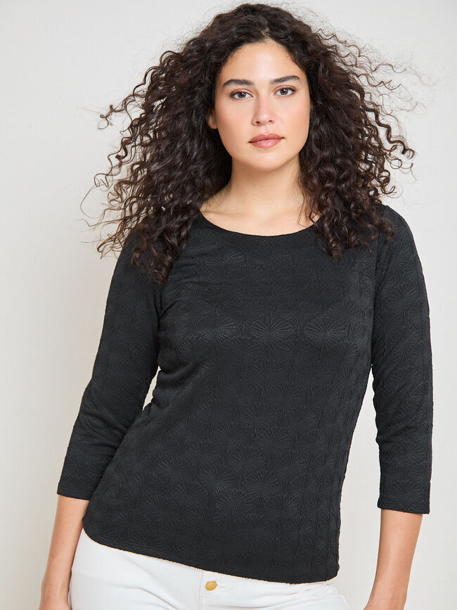 CAMISETA DETALLE TEJIDO Negro