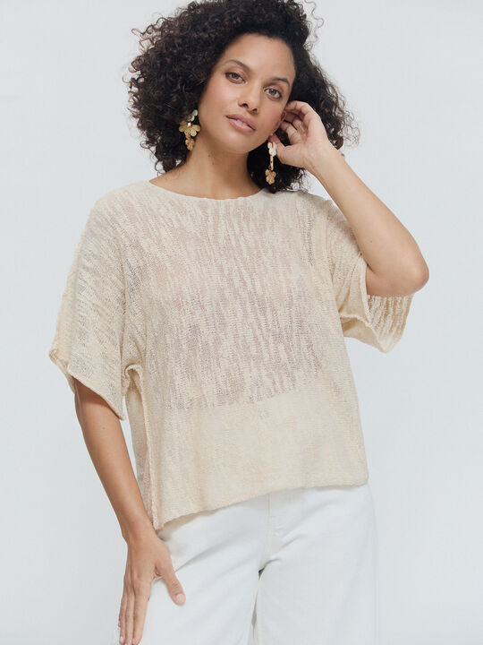 JERSEY PONCHO Beige image number null