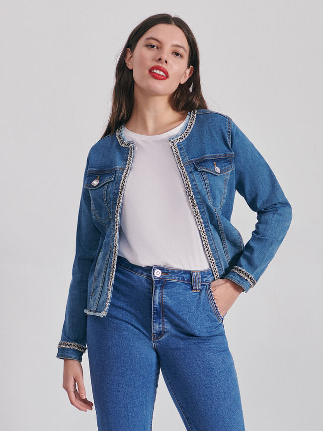 Chaqueta detalle tweed Mid blue