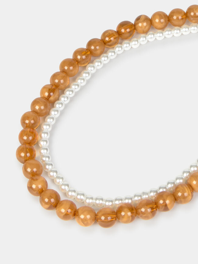 COLLAR DOBLE PERLAS Multicolor