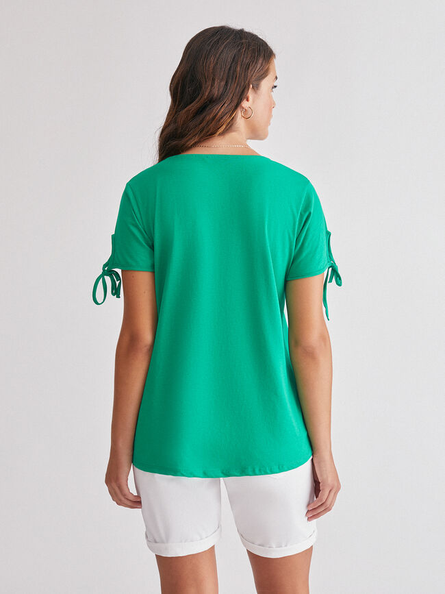 Camiseta detalle nudo 100% algodón Verde Brillante