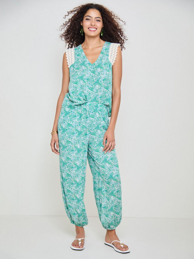 PANTAL&Oacute;N BOMBACHO ESTAMPADO Hoja