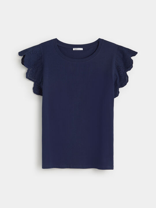 CAMISETA DETALLE VOLANTE Azul Noche image number null