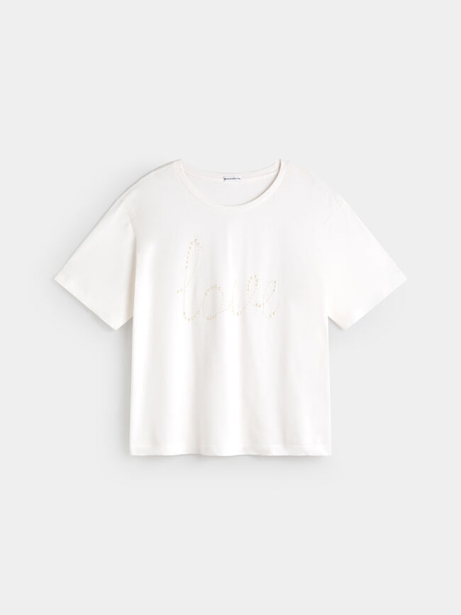 CAMISETA PERLAS LOVE Crudo