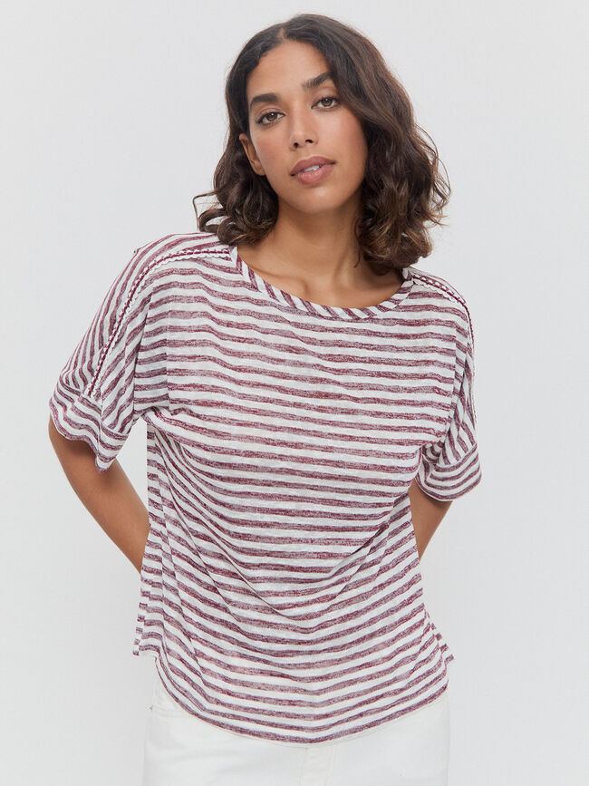 CAMISETA RAYAS Rojo Cereza