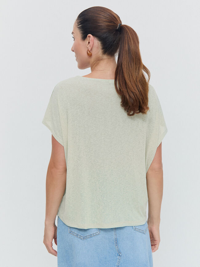 CAMISETA FRUNCE HOMBRO Verde Agua