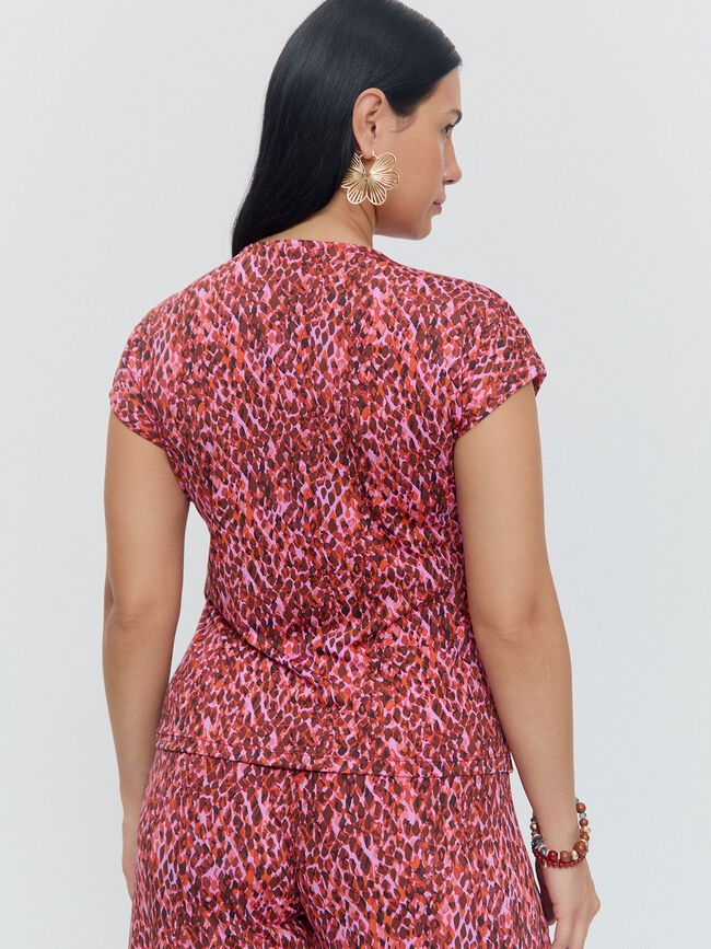 CAMISETA NUDO ESTAMPADA Fucsia