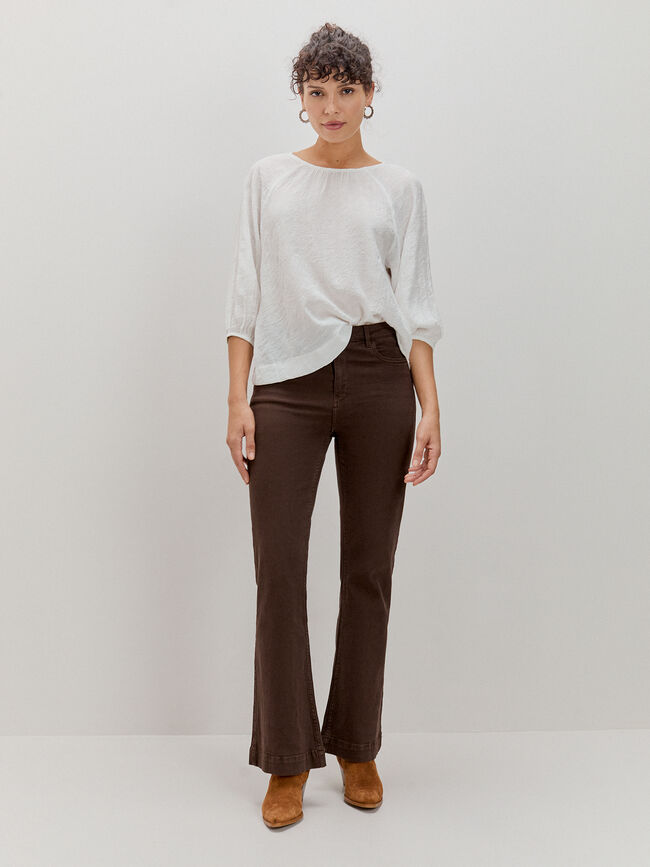 blusa cuello redondo Blanco Optico