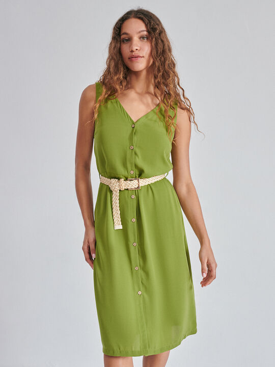 VESTIDO CAMISERO MIDI Oliva image number null