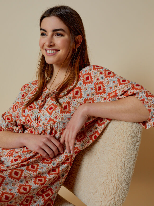 Vestido manga volumen Naranja quemado
