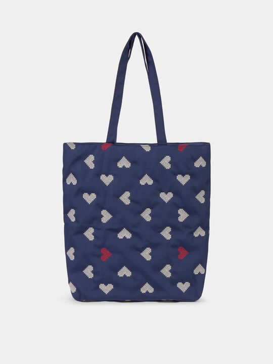 BOLSO ESTAMPADO CORAZONES Azul Marino image number null
