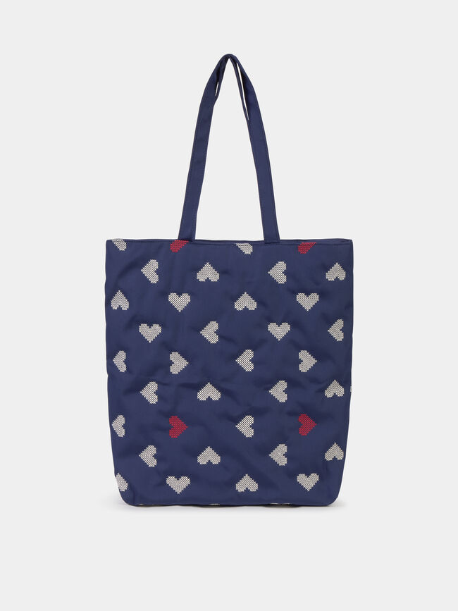 BOLSO ESTAMPADO CORAZONES Azul Marino