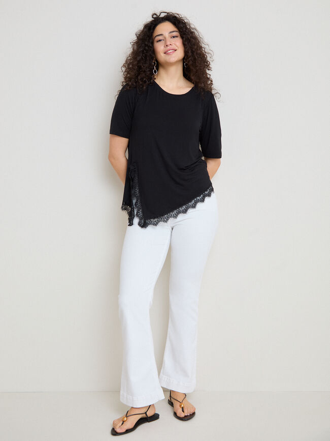 CAMISETA VISCOSA ENCAJE Negro