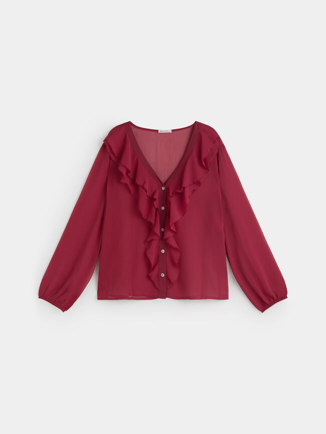 blusa volantes Rojo