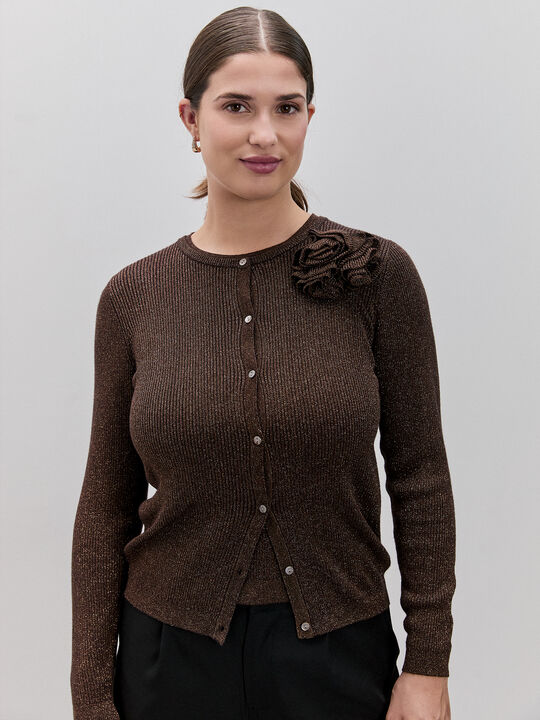 CARDIGAN CANALE BRILLO Marron chocolat image number null