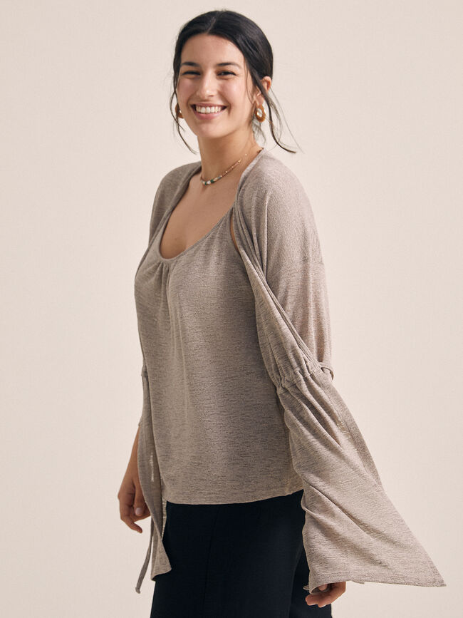 chaqueta cinturón Arena
