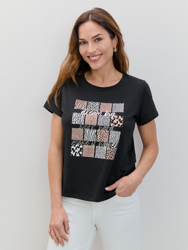 CAMISETA COLLAGE ANIMAL Negro