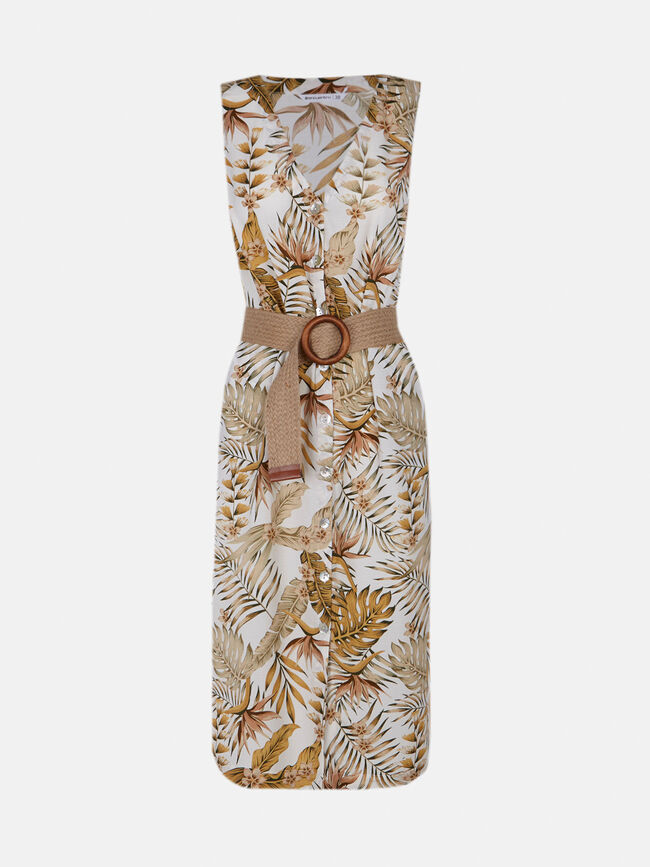 Vestido estampado con cinturón Estampado 1