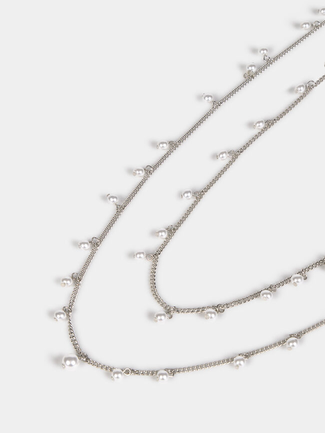 COLLAR LARGO PLATEADO Plata