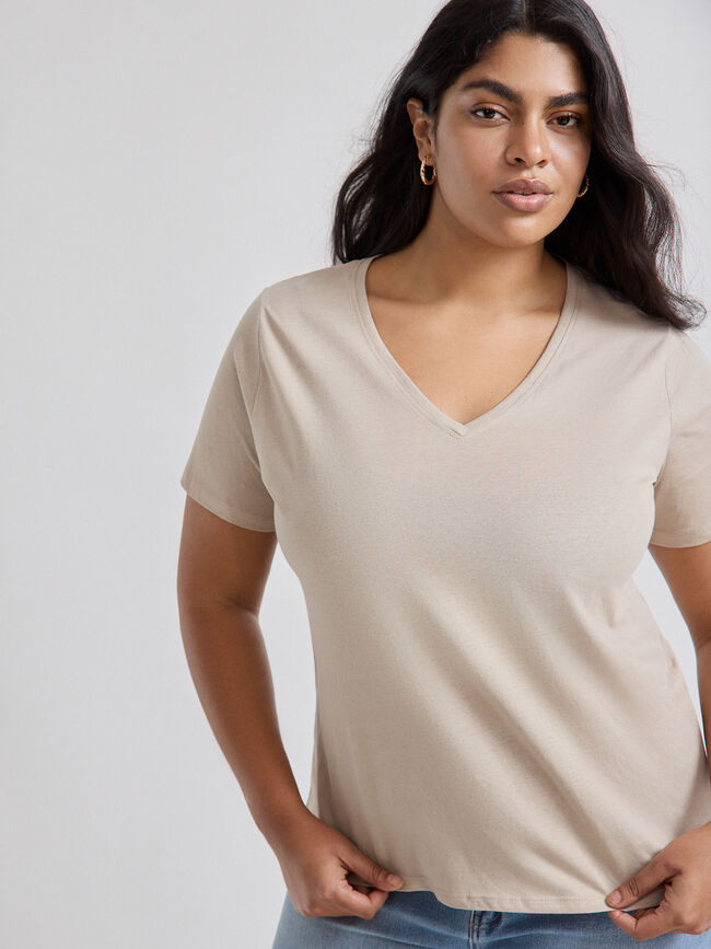 CAMISETA CUELLO PICO Vison