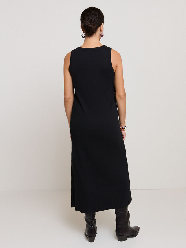 VESTIDO APLIQUES CROCHET Negro