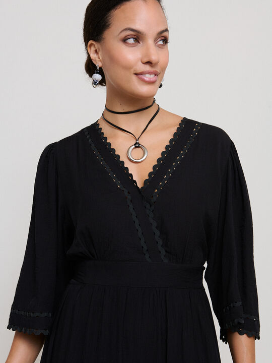 VESTIDO LARGO ONDULINA Negro image number null