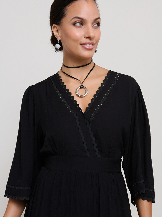 VESTIDO LARGO ONDULINA Negro