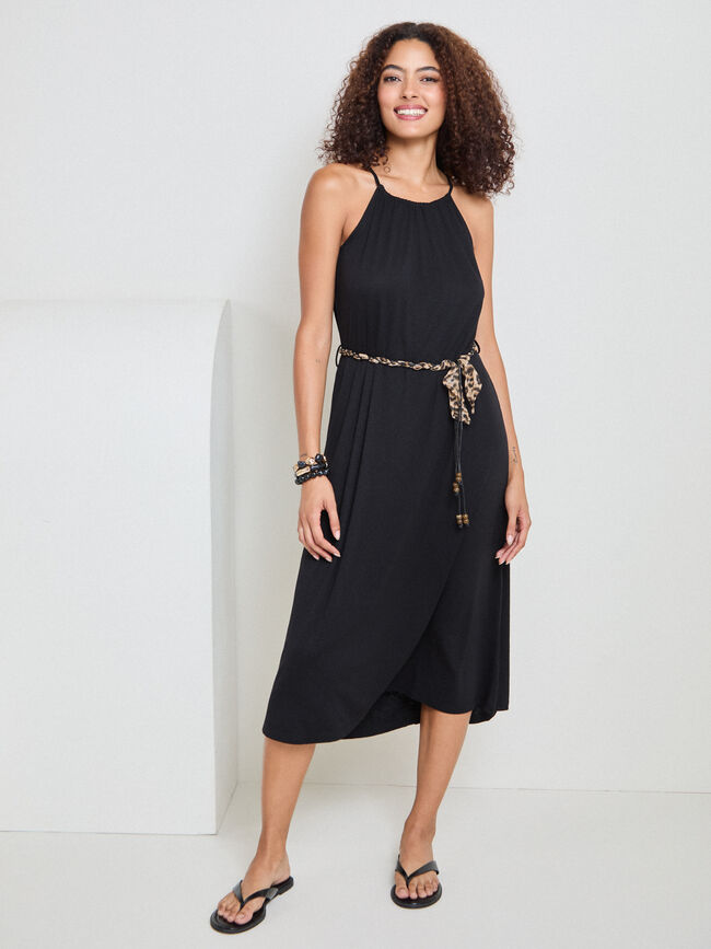 VESTIDO FLAM&Eacute; CINTUR&Oacute;N Negro