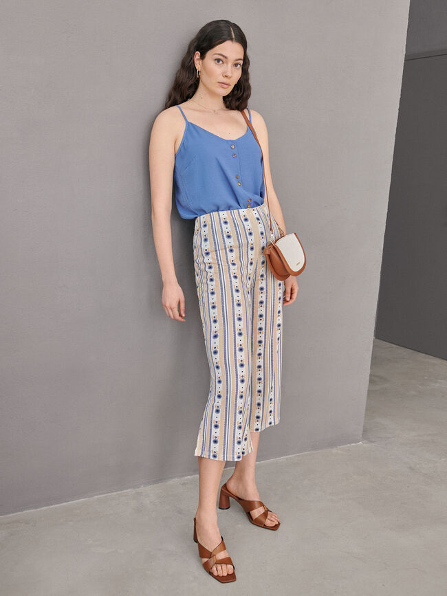 Top tirantes detalle botones Azul Ceruleo