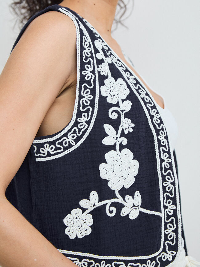 CHALECO BORDADOS CONTRASTE Azul Marino