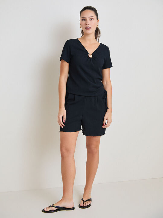 CAMISETA  APLIQUE CONCHA Negro image number null