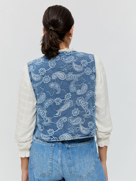 CHALECO JACQUARD FLOR Indigo image number null