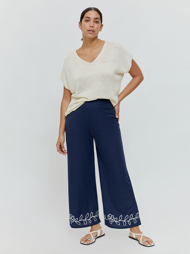 PANTALON FLORES Azul Marino