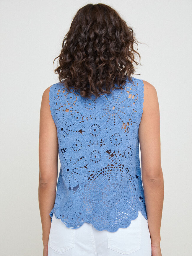 TOP CUELLO REDONDO Azul Chambray