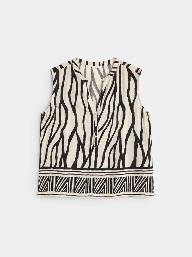 TOP ESTAMPADO BOTONES Negro